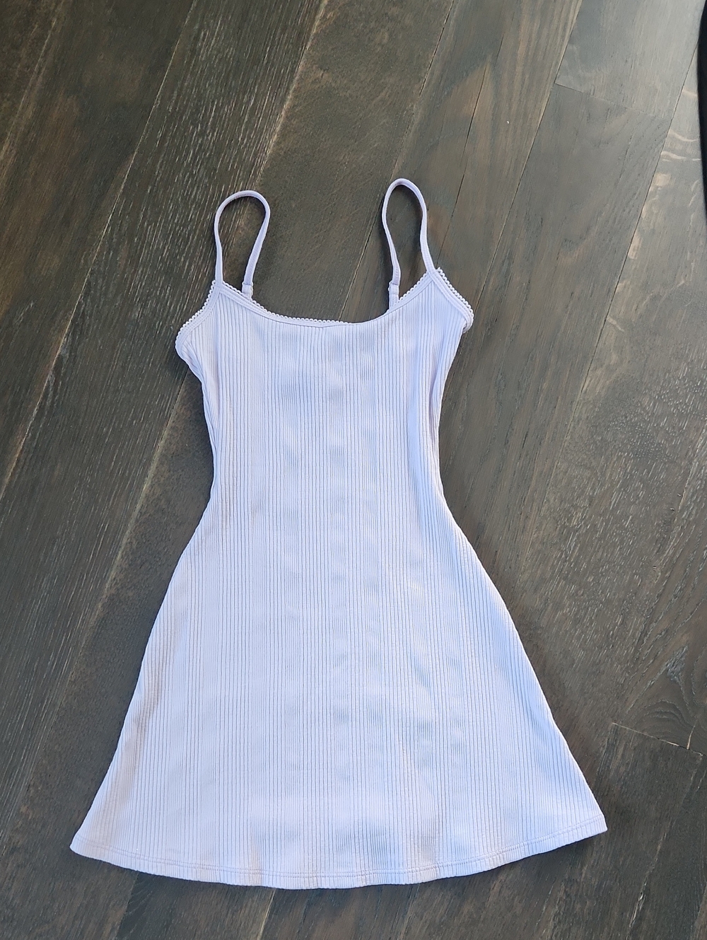Frankies Bikinis Light Purple Ribbed Slip Dress with Spaghetti Straps